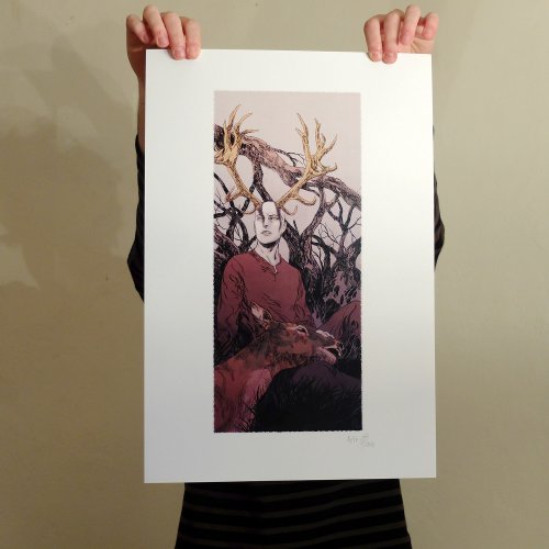 L’homme cerf Aurélien Morinière Tirage numérique Tiré à 10 exemplaires Papier brillant 250g Signé et numéroté Dimensions : 33 cm x 49 cm Année : 2013