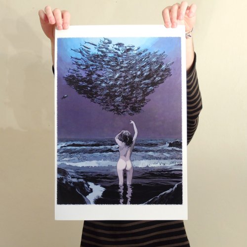 Poissons Aurélien Morinière Tirage numérique Tiré à 10 exemplaires Papier brillant 250g Signé et numéroté Dimensions : 33 cm x 49 cm Année : 2013