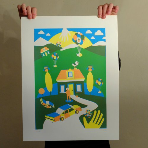 Home Shéba Sérigraphie 3 couleurs Tiré à 25 exemplaires Papier brillant 300g Signé et numéroté Dimension : 39 cm x 51 cm Année : 2016
